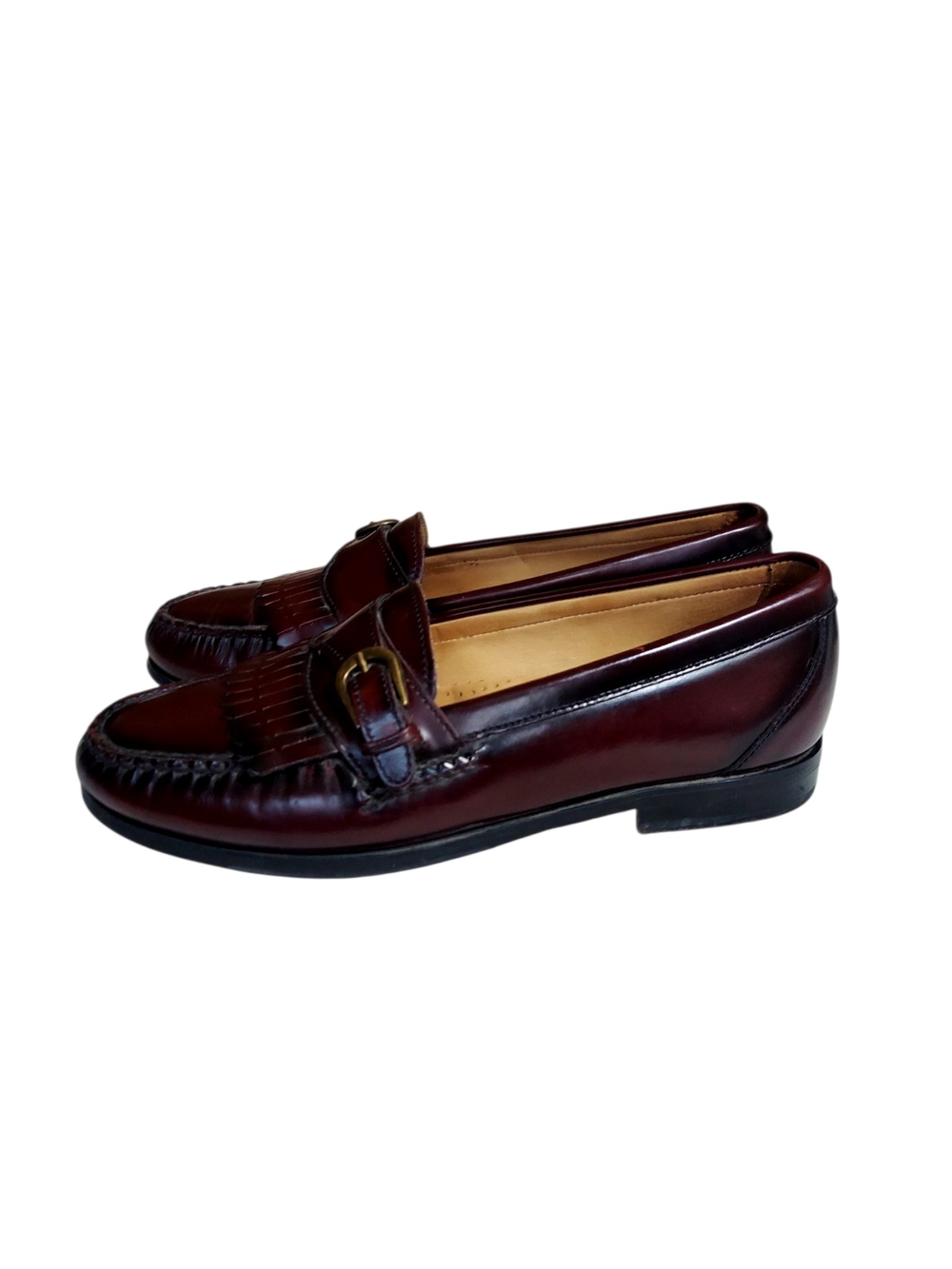 G.H. Bass Mens Lance Oxblood Leather Kiltie Buckle Loafers 8M Academia Preppy - Picture 8 of 13